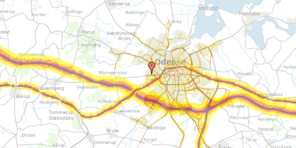 Trafikstøjkort på Brammingevej 9, 5200 Odense V