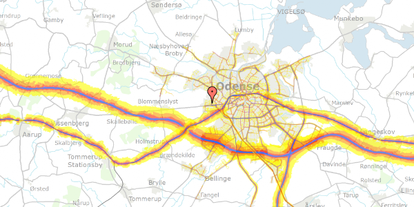 Trafikstøjkort på Brammingevej 12, 1. tv, 5200 Odense V