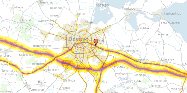 Trafikstøjkort på Bregnevej 1, 3. 4, 5220 Odense SØ