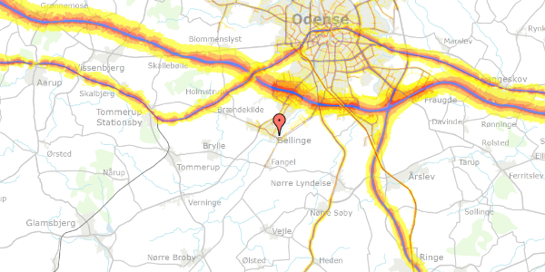 Trafikstøjkort på Brogårdsvej 58, 5250 Odense SV