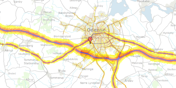 Trafikstøjkort på Broløkkevej 80, 5250 Odense SV