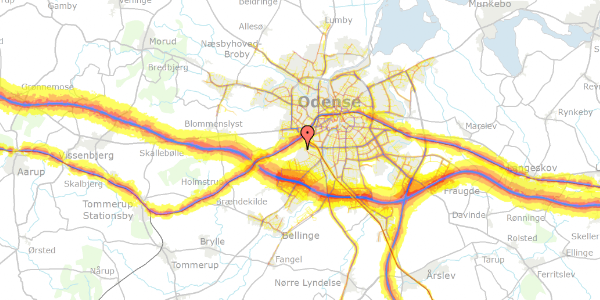 Trafikstøjkort på Broløkkevej 100, 5250 Odense SV