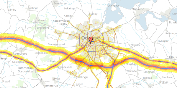 Trafikstøjkort på Brummers Plads 31, st. th, 5000 Odense C