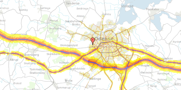 Trafikstøjkort på Brørupvænget 23, 5200 Odense V