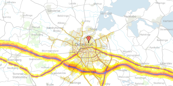 Trafikstøjkort på Bøgebjergvej 32, 5000 Odense C