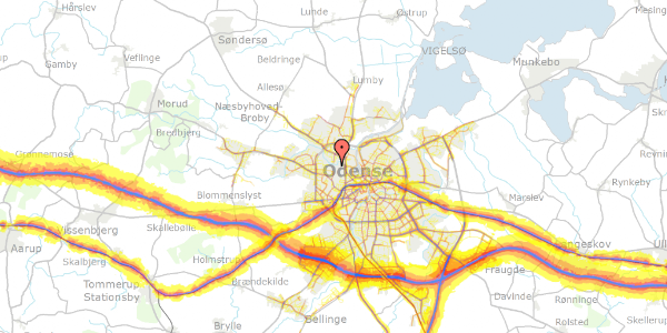 Trafikstøjkort på Bøgeløkken 2, 5210 Odense NV