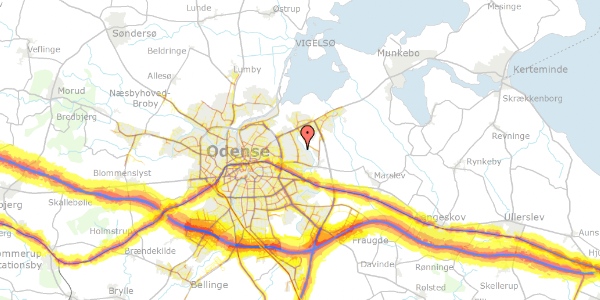 Trafikstøjkort på Bådvej 5, 5240 Odense NØ