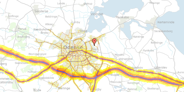 Trafikstøjkort på Bådvej 28, 5240 Odense NØ