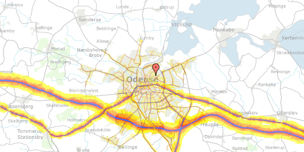 Trafikstøjkort på Carl Lunds Vej 7, 5000 Odense C