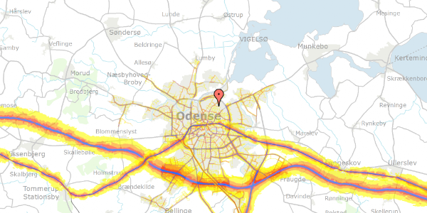 Trafikstøjkort på Carl Lunds Vej 61, 5000 Odense C