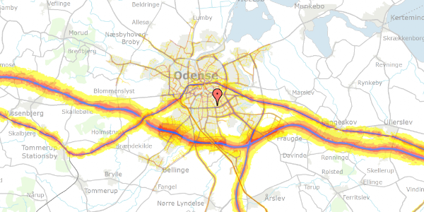 Trafikstøjkort på Cederfeldsvej 3, 5230 Odense M