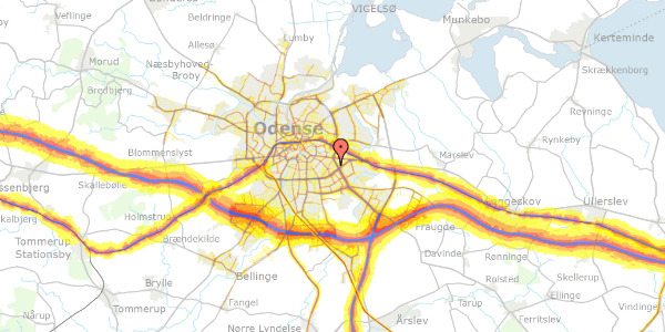 Trafikstøjkort på Dankvart Dreyers Vej 25, 5230 Odense M