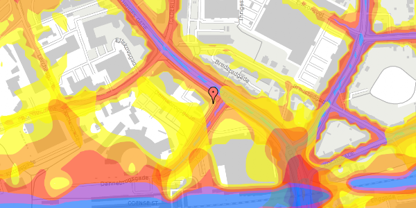 Trafikstøjkort på Dannebrogsgade 1, 1. , 5000 Odense C