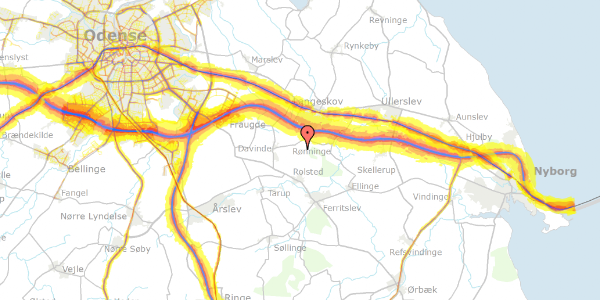 Trafikstøjkort på Davinde Skovvej 81, 5220 Odense SØ