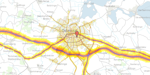 Trafikstøjkort på Drewsensvej 28, st. th, 5000 Odense C