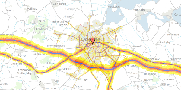 Trafikstøjkort på Dronningensgade 5, 1. , 5000 Odense C