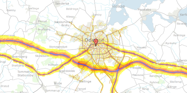 Trafikstøjkort på Dronningensgade 22A, 2. tv, 5000 Odense C