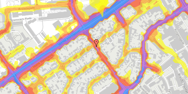 Trafikstøjkort på Dronningensgade 34, 2. th, 5000 Odense C