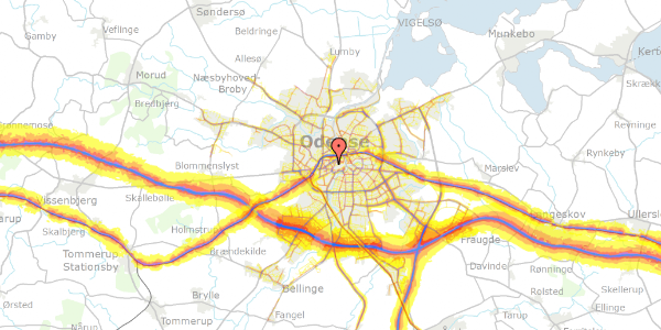 Trafikstøjkort på Dronningensgade 35, 5000 Odense C