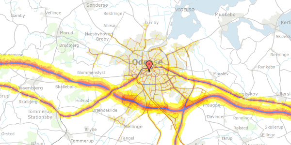 Trafikstøjkort på Dronningensgade 38B, 2. , 5000 Odense C