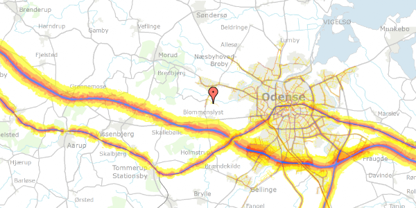 Trafikstøjkort på Egevej 3, 5200 Odense V