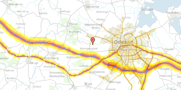 Trafikstøjkort på Egevej 6, 5200 Odense V