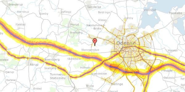 Trafikstøjkort på Egevej 9, 5200 Odense V