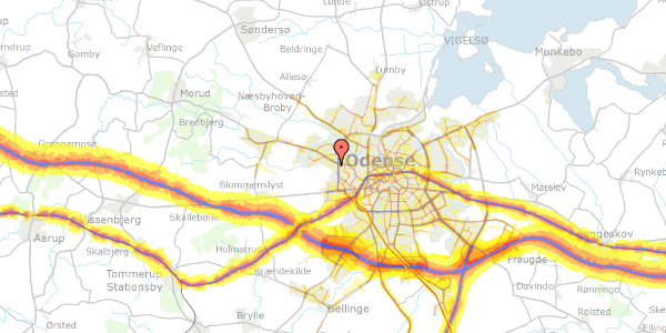 Trafikstøjkort på Egilsvej 24, 5210 Odense NV