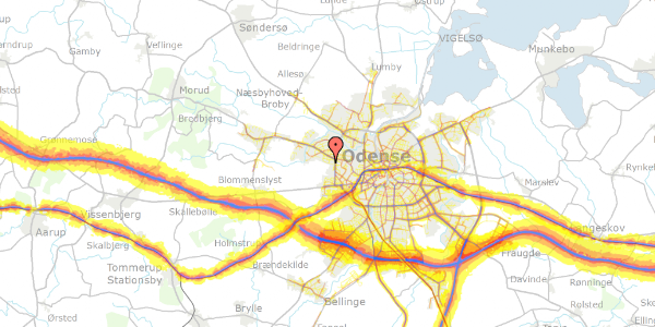 Trafikstøjkort på Egilsvej 68, 5210 Odense NV