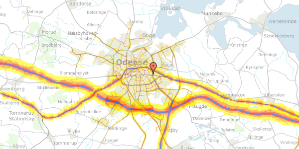 Trafikstøjkort på Ejby Møllevej 38, 5220 Odense SØ