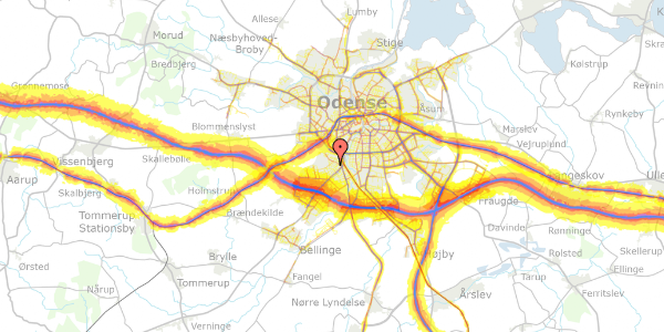 Trafikstøjkort på Elisabeths Allé 25, 5250 Odense SV