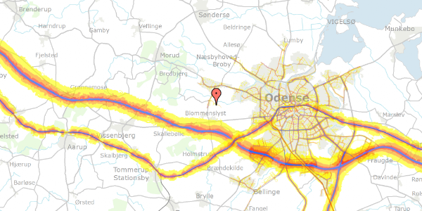 Trafikstøjkort på Ellekratvej 28, 5200 Odense V