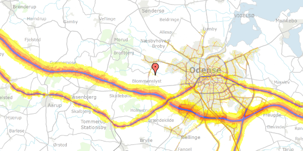 Trafikstøjkort på Ellekratvej 51, 5200 Odense V