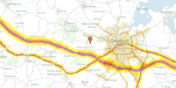 Trafikstøjkort på Ellekratvej 68, 5200 Odense V