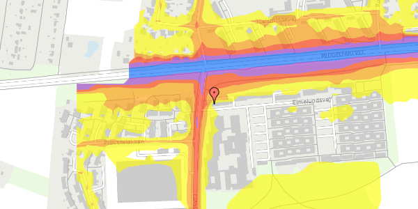 Trafikstøjkort på Elmelundsvej 4, st. 1106, 5200 Odense V