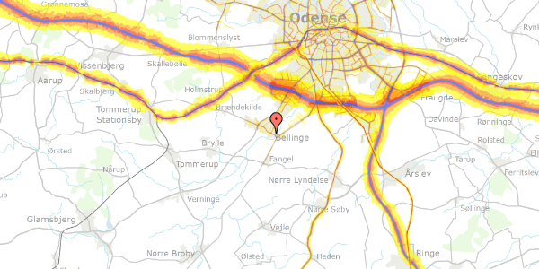 Trafikstøjkort på Engblommevej 3, 5250 Odense SV