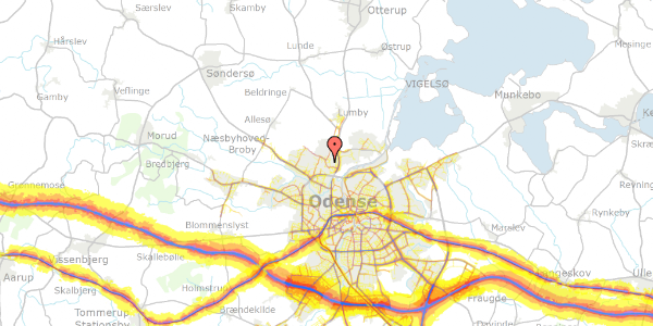 Trafikstøjkort på Enrumvej 1, 5270 Odense N