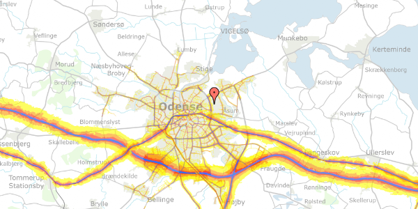 Trafikstøjkort på Esbern Snares Vænge 39, 5000 Odense C