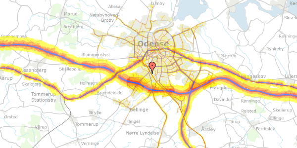 Trafikstøjkort på Eyvinds Allé 9, 5250 Odense SV