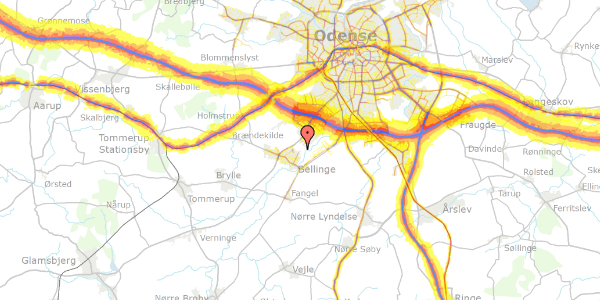 Trafikstøjkort på Lettebækvej 38, 5250 Odense SV