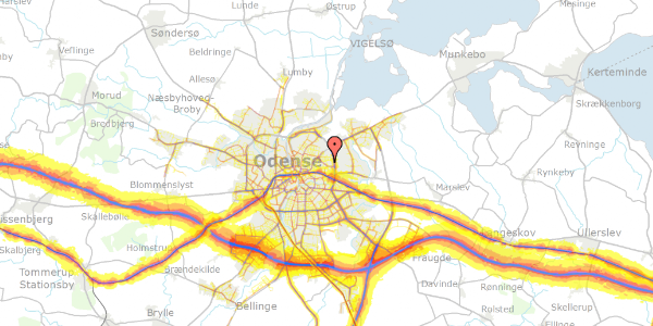 Trafikstøjkort på Femkanten 11, 1. th, 5000 Odense C