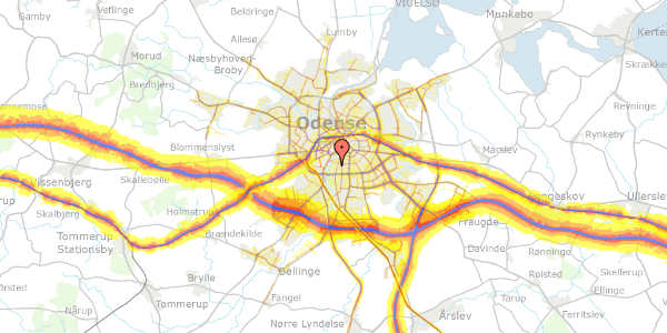 Trafikstøjkort på Finsens Allé 28, 5230 Odense M