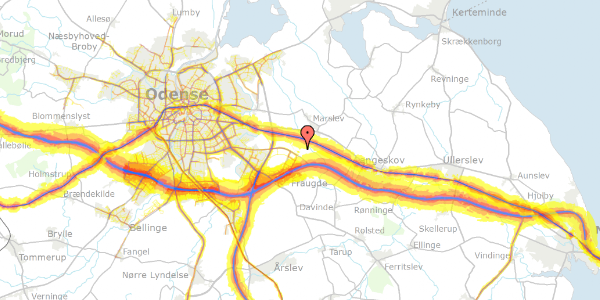 Trafikstøjkort på Fraugde-Kærby-Vej 186B, 5220 Odense SØ