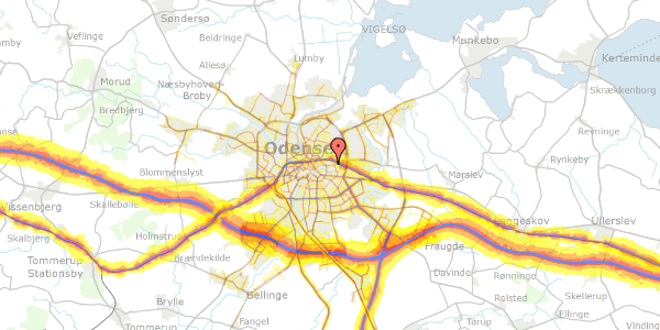 Trafikstøjkort på Fynsgade 5, 2. th, 5000 Odense C