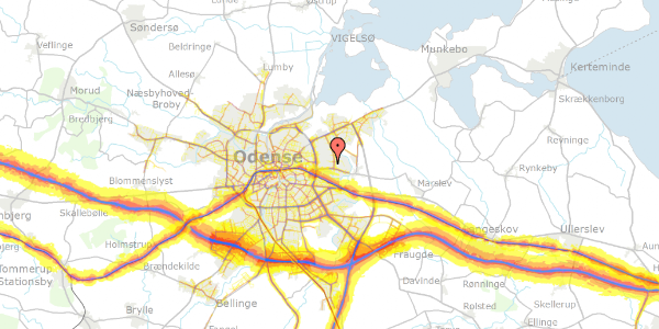 Trafikstøjkort på Fyrreparken 94, 1. th, 5240 Odense NØ