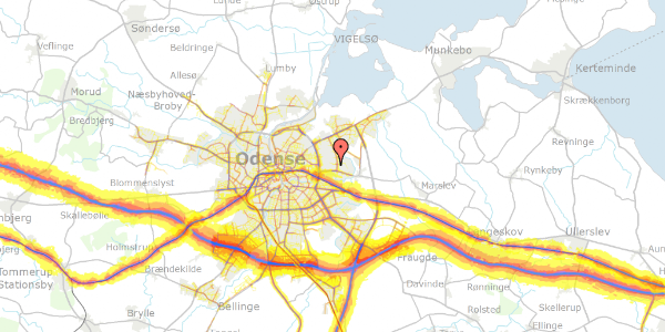 Trafikstøjkort på Fyrreparken 98, 2. th, 5240 Odense NØ