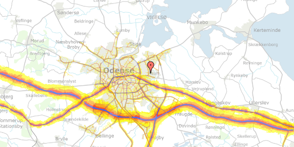 Trafikstøjkort på Fyrreparken 124, st. th, 5240 Odense NØ