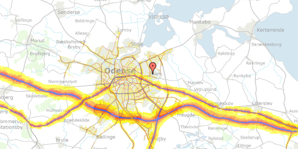 Trafikstøjkort på Fyrreparken 126, 3. th, 5240 Odense NØ