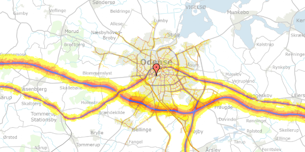 Trafikstøjkort på Fælledvej 9, 1. th, 5000 Odense C