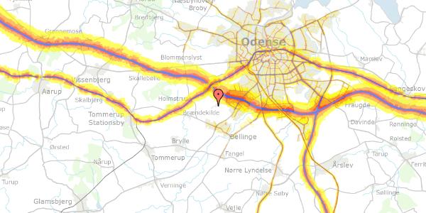 Trafikstøjkort på Gammel Højmevej 141, 5250 Odense SV